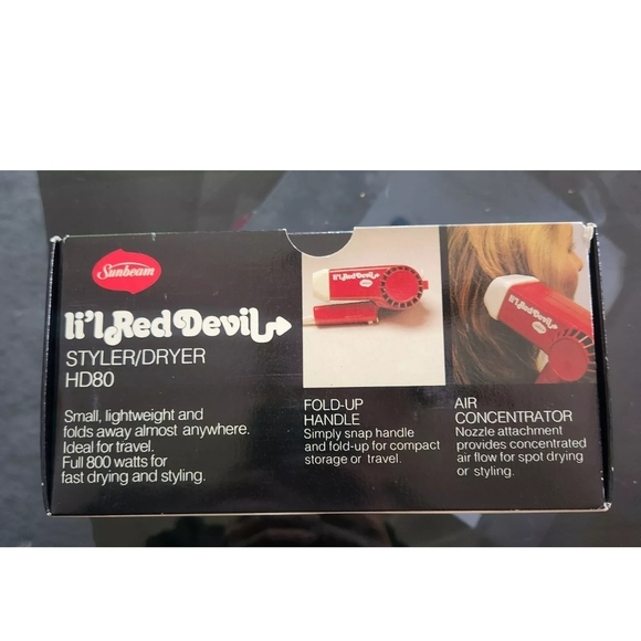 Sunbeam li'l Red Devil Hair Dryer New In Box Never Used Vintage Mint - Picture 3 of 5